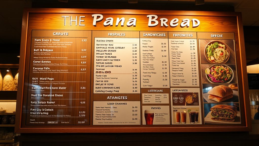 bread and menu prices