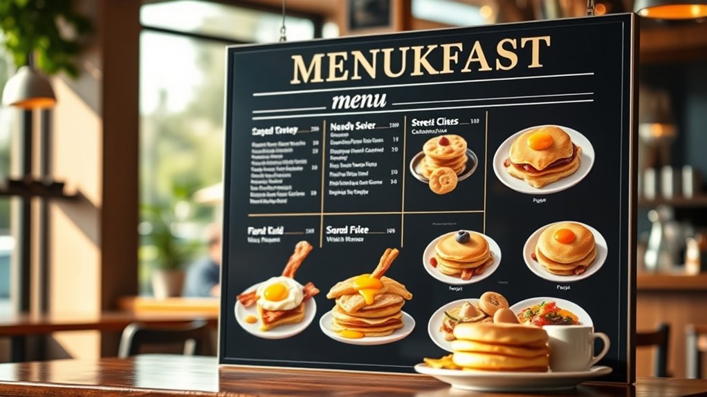 cafe menu with prices