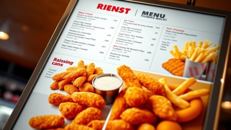 chicken finger restaurant menu