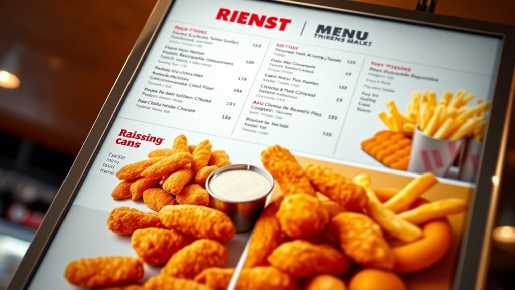 chicken finger restaurant menu