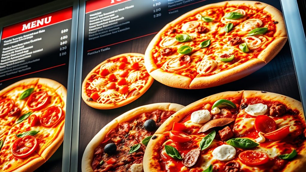 clear diverse pizza options