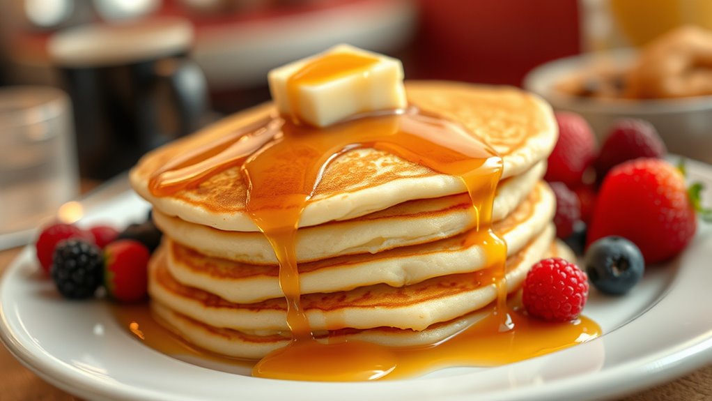 fluffy pancakes with toppings