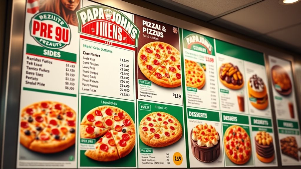 papa john s menu prices