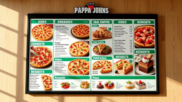 pizza menu with prices