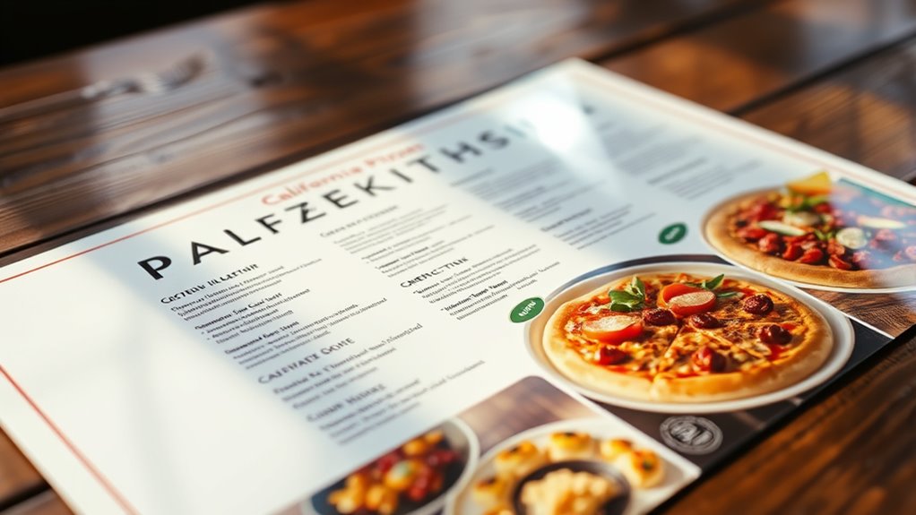 pizza restaurant menu prices