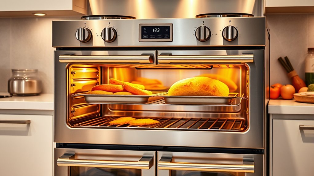 double oven gas cooker features